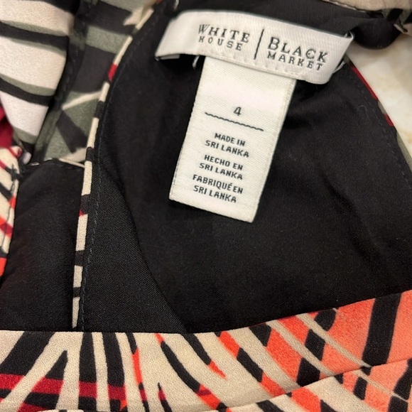 White House Black Market | A-Line Halter Palm Frond Dress | Red Multi | 4 - Picture 7 of 11